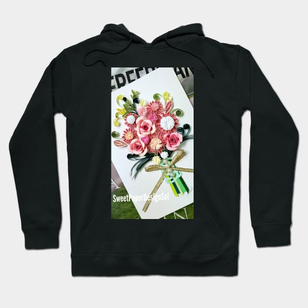 Printed Paper quilling Art. Paper quilling flower bouquet. Handmade Hoodie by solsolyi